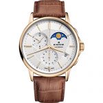 Edox Men's Les Bemonts Stainless Steel Swiss-Quartz Watch with Leather Strap, Brown, 22 (Model: 01651 37J AID)