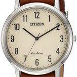 Citizen Men's 'Eco-Drive' Quartz Stainless Steel and Leather Casual Watch, Color:Brown (Model: BJ6500-21A)