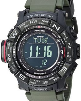 Casio Men's 'PRO TREK' Tough Solar Powered and Stainless Steel Watch, Color:Green (Model: PRW-3510Y-8CR)