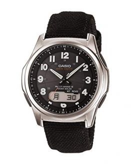 Casio Men's Wave Ceptor Stainless Steel Quartz Watch with Nylon Strap, Black, 20 (Model: WVA-M630B-1ACF)