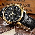 Swiss Brands Men's Automatic Self-Wind Watch Leather Band (Gold Black)
