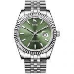 BUREI Men Automatic Watch Personalized Text Customization Wrist Watch Sapphire Lens and Stainless Steel Band Especial High-Grade Gift