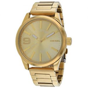Diesel Men's Rasp Analog-Quartz Watch with Stainless-Steel Strap, Gold, 24 (Model: DZ1761)