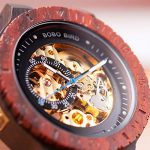 Automatic Mechanical Skeleton Wristwatch Gift Wood Box, Brown