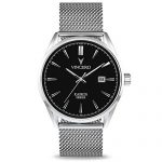 Vincero Luxury Men's Kairos Wrist Watch - Mesh Watch Band - 42mm Analog Watch - Japanese Quartz Movement (Black/Silver)