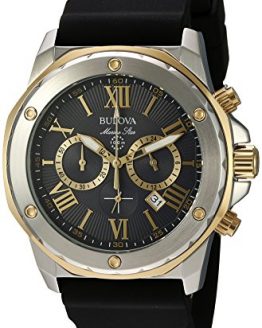 Bulova Men's Stainless Steel Analog-Quartz Watch with Silicone Strap, Black, 24 (Model: 98B277)
