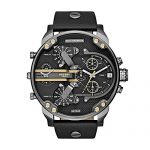 Diesel Men's Mr Daddy 2.0 Quartz Stainless Steel and Leather Chronograph Watch, Color: Grey, Black (Model: DZ7348)