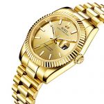 BUREI Men's Quartz Watch Analog Dial with Date Stainless Steel Case and Band Sapphire Crystal Lens
