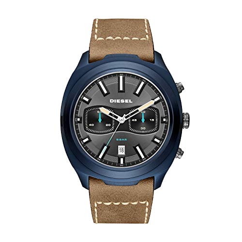 Diesel Men's Tumbler Stainless Steel Analog-Quartz Watch with Leather Strap, Brown, 25.5 (Model: DZ4490)