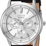 Citizen Men's 'Eco-Drive' Quartz Stainless Steel and Leather Casual Watch, Color:Black (Model: BU2070-04A)