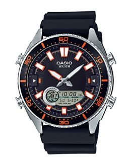 Casio Men's 'Ana-Digi' Quartz Metal and Resin Casual Watch, Color:Black (Model: AMW-720-1AVCF)