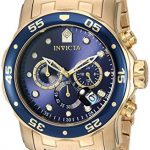 Invicta Men's 0073 Pro Diver Collection Chronograph 18k Gold-Plated Watch with Link Bracelet