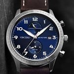 Vincero Luxury Men's Pilot Wrist Watch - Top Grain Italian Leather Watch Band - 44mm Analog Watch - Japanese Quartz Movement (Blue/Silver)