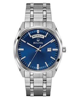 Bulova Men's Classic Quartz Watch with Stainless-Steel Strap, Silver, 22 (Model: 96C125)