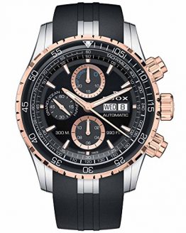 Edox Men's 'Grand Ocean' Swiss Automatic Stainless Steel and Rubber Diving Watch, Color:Black (Model: 01123 357RCA NBUR)