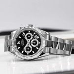 BUREI Mens Chronograph Watch Luxury Quartz Wrist Watches Black Dial Calendar