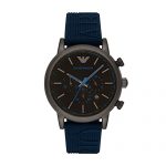 Emporio Armani Men's Luigi Stainless Steel Analog-Quartz Watch with Silicone Strap, Blue, 14 (Model: AR11023)