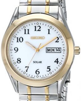 Seiko Men's SNE062 Two-Tone Solar White Dial Watch