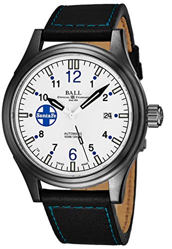 Ball Men's NM1092C-L3J-SLBE 'Fireman' White Dial Black Leather Strap Santa Fe Limited Edition Swiss Automatic Watch