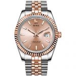 BUREI Men's Mechanical Watch Fashion Sapphire Lens Magnify Display Simulated Date (Sandy Brown)