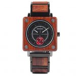 BOBO BIRD Men Quartz Square Watch Women Round Watch Japan Movement with Box,lightbrownsquare