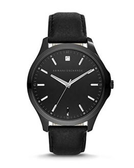 A|X Men's Black Leather Watch AX2171