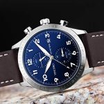 Vincero Luxury Men's Pilot Wrist Watch - Top Grain Italian Leather Watch Band - 44mm Analog Watch - Japanese Quartz Movement (Blue/Silver)