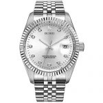 BUREI Mens Luxury Automatic Watch Two Tones Stainless Steel Dress Wrist Watches Self-Winding (Siver)