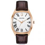 Bulova Tonneau Shaped Rose Gold Dress Watch (Model: 97B173)