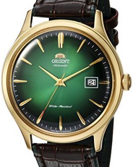 Orient Men's Bambino Version 4 Stainless Steel Japanese-Automatic Watch with Leather Calfskin Strap, Black, 22 (Model: FAC08002F0)