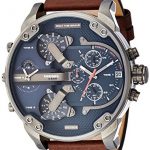 Diesel Men's Mr Daddy 2.0 Quartz Stainless Steel and Leather Chronograph Watch, Color: Grey, Brown (Model: DZ7314)
