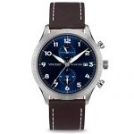 Vincero Luxury Men's Pilot Wrist Watch - Top Grain Italian Leather Watch Band - 44mm Analog Watch - Japanese Quartz Movement (Blue/Silver)