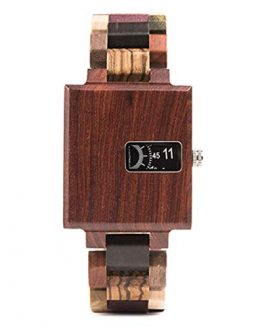 BOBO BIRD Quartz Wooden Watch Men Japan Movement Chronograph Wrist Watch with Wooden Watch Box,Brown