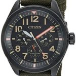 Citizen Men's 'Military' Quartz Stainless Steel and Nylon Casual Watch, Color:Green (Model: BU2055-16E)