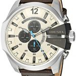 Diesel Men's Mega Chief Stainless-Steel and Olive Leather Chronograph Watch DZ4464