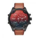 Diesel Mens Chronograph Quartz Watch with Leather Strap DZ7417