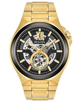 Bulova Men's Automatic-self-Wind Watch with Stainless-Steel Strap, Gold, 27 (Model: 98A178)