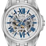 Bulova Men's Mechanical-Hand-Wind Watch with Stainless-Steel Strap, Silver, 22 (Model: 96A187)