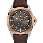 Bulova Men's 98B267 Stainless Steel Brown Leather Band Dress Watch