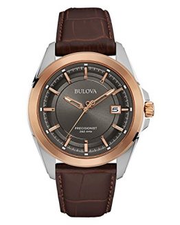 Bulova Men's 98B267 Stainless Steel Brown Leather Band Dress Watch