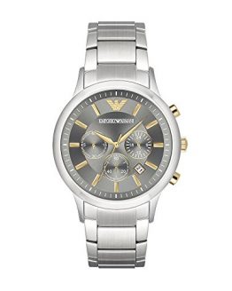 Emporio Armani Men's Japanese-Quartz Watch with Stainless-Steel Strap, Silver, 22 (Model: AR11047)