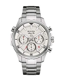 Bulova Men's Quartz Watch with Stainless-Steel Strap, Silver, 22 (Model: 96B255)