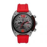 Diesel Men's Overflow Stainless Steel Quartz Watch with Silicone Strap, red, 21 (Model: DZ4481)