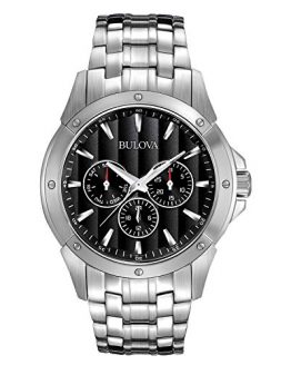 Bulova Men's 96C107 Black Dial Stainless Steel Watch