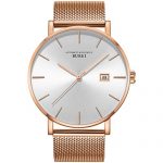 Burei Men's Automatic Watch Minimalist Fashion Luxury Sapphire Lens Simulated Date (Rose Gold)