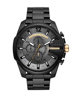 Diesel Men's Mega Chief Quartz Watch with Stainless-Steel Strap, Black, 12 (Model: DZ4479)