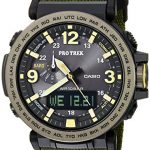 Casio Men's 'PRO TREK' Quartz Resin and Cloth Casual Watch, Color:Green (Model: PRG-600YB-3CR)