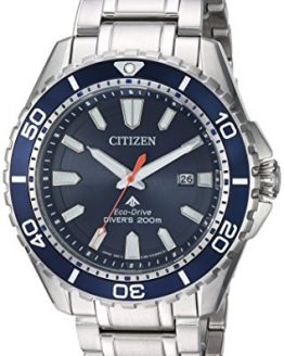Citizen Men's Eco-Drive Japanese-Quartz Diving Watch with Stainless-Steel Strap, Silver, 22 (Model: BN0191-55L)