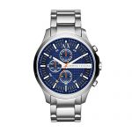 Stylish Armani Exchange AX2155 Men's Chronograph Watch with a blue dial, stainless steel bracelet, and chronograph features, ideal for everyday use and casual to formal occasions. 