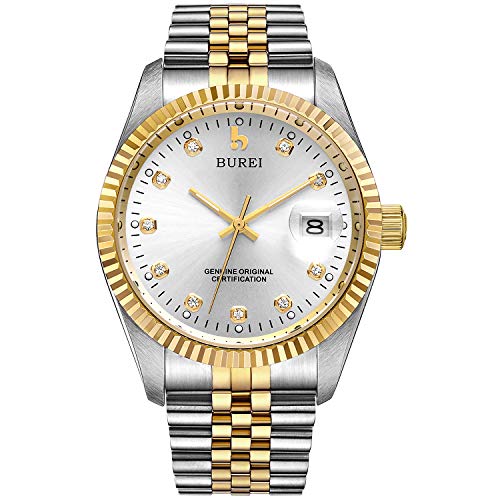 BUREI Two Tones Stainless Steel Dress Wrist Watch